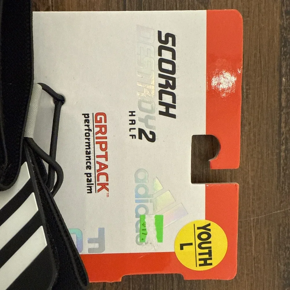 ADIDAS Scorch Destroy 2 Half Youth Large Black White Football Linemans Gloves $